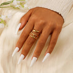 Fashion Retro Characteristic All-match Golden Open-end Hollow Ring