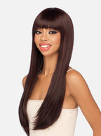 ENTRANCED STYLES Natural Black Wigs For Women Long Straight Wig With Bangs Black Hair Wigs Heat Resistant Synthetic Womens  ---Only Supports Self-pickup.